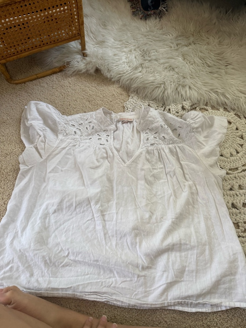 Knox Rose White Boho Lace Tassel Top XL